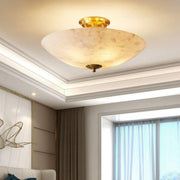 Hallway Stone Bowl Golden Semi-Flush Ceiling Light