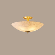 Hallway Stone Bowl Golden Semi-Flush Ceiling Light