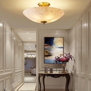 Hallway Stone Bowl Golden Semi-Flush Ceiling Light