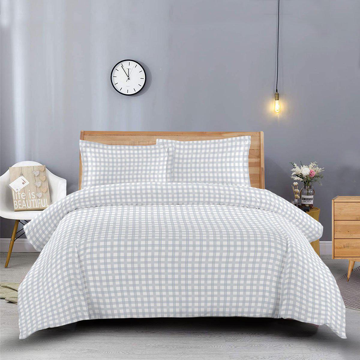 Heavyweight Printed Flannel Duvet Covers 170GSM - Gray Check