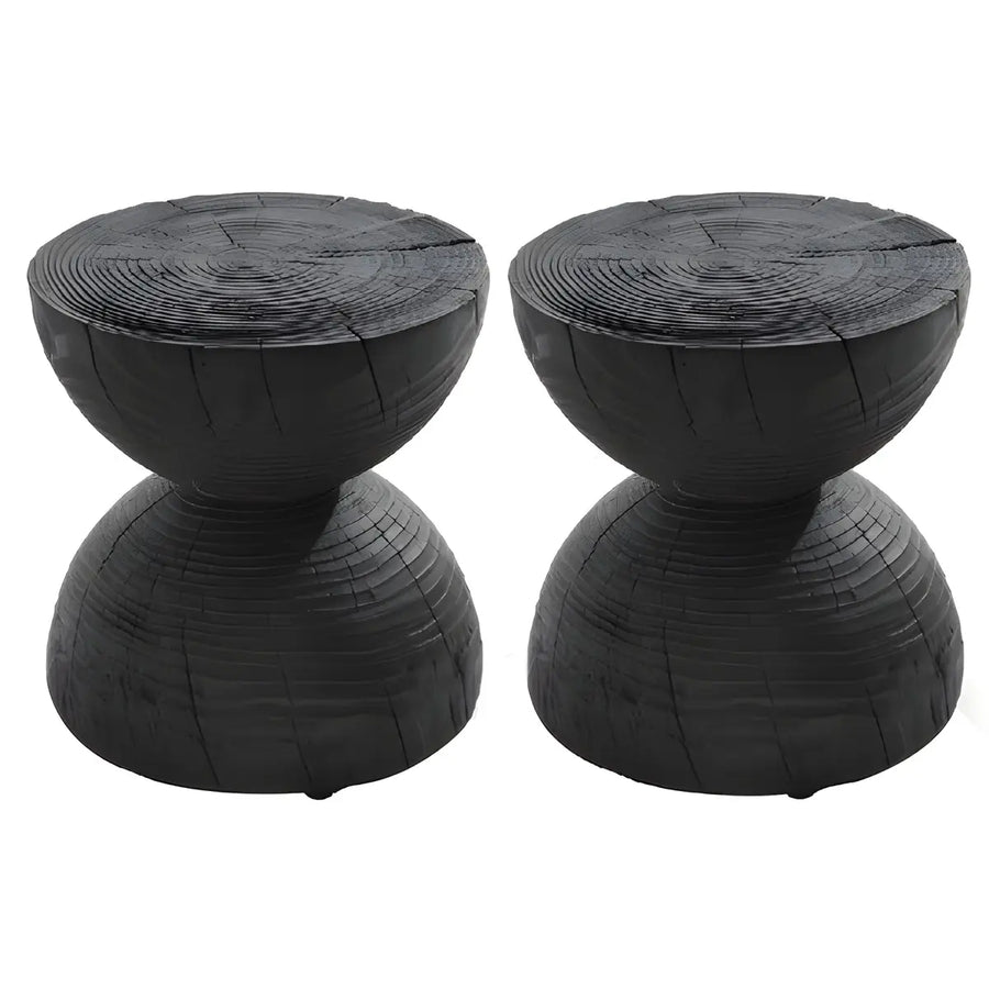 Hourglass Pine Wood Natural Finish Side Table