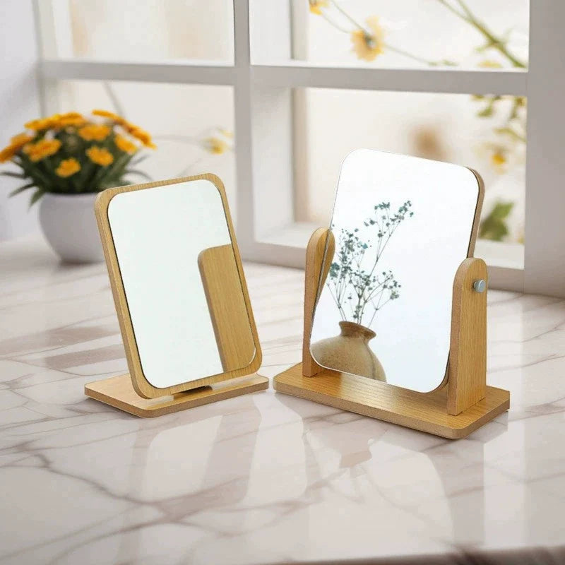 Sleepwyn Folding Wooden Makeup Mirror