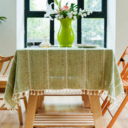 Sleepwyn Hemstitched Edges Farmhouse Style Linen Tablecloth