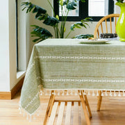 Sleepwyn Hemstitched Edges Farmhouse Style Linen Tablecloth