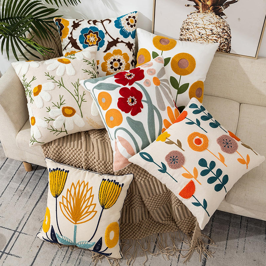 Sleepwyn Embroidered Floral Throw Pillow Cover