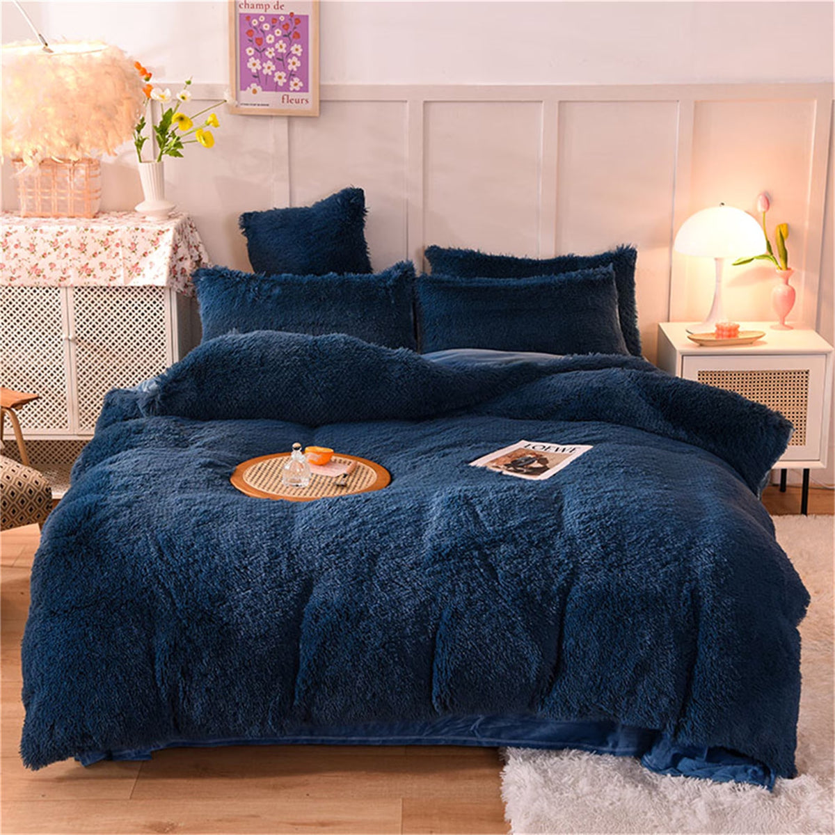 Sleepwyn Faux Fur Plush Duvet Cover Set (4 Pcs)