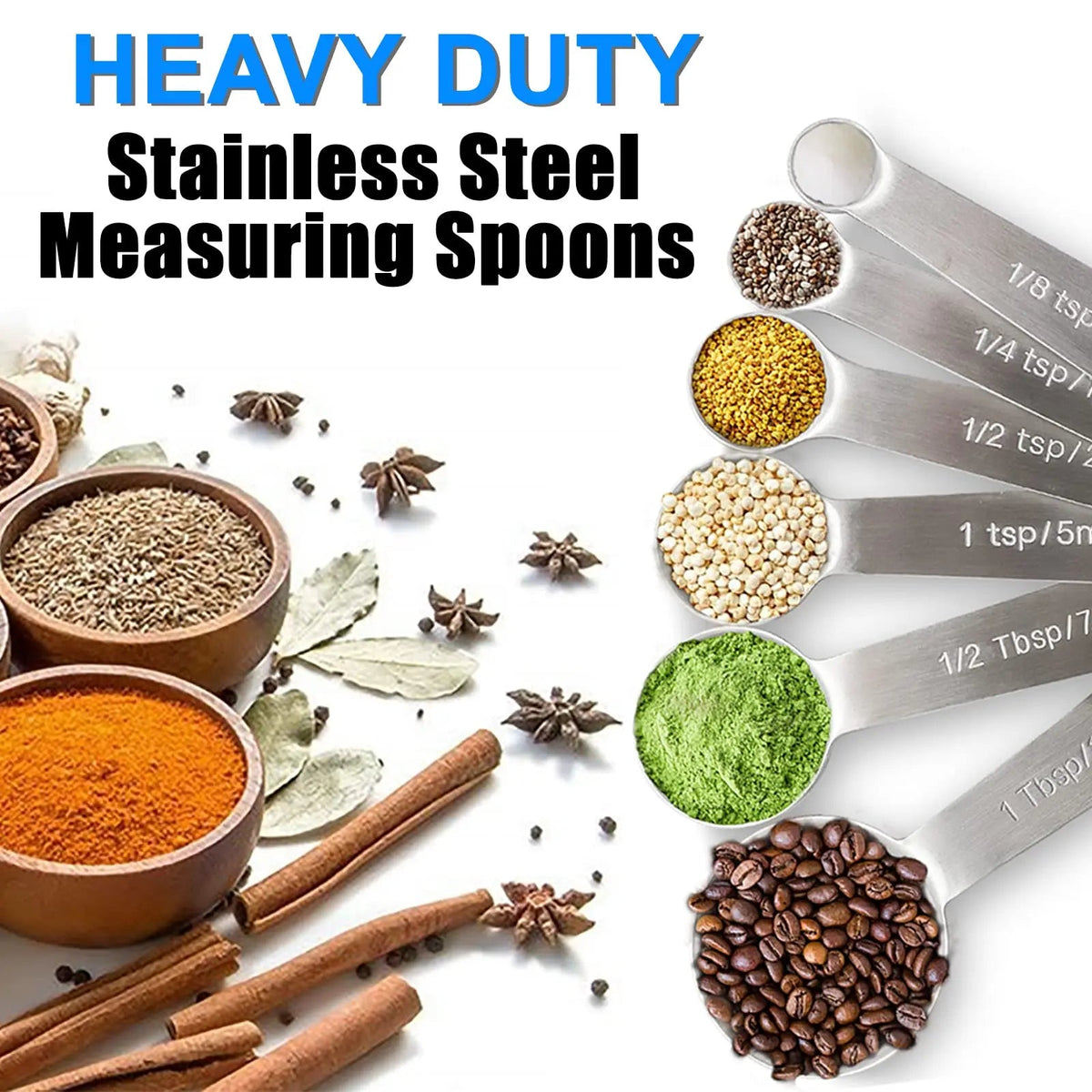 Sleepwyn Stainless Steel Measuring Spoons Set (6 Pcs)
