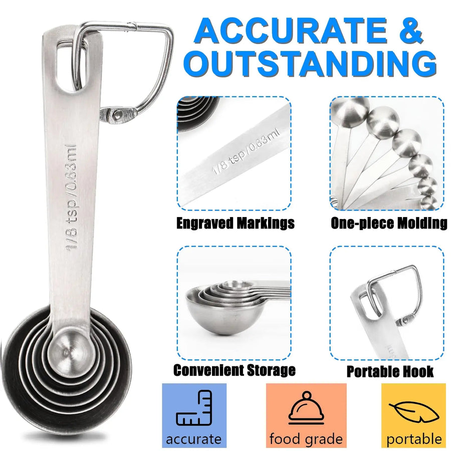 Sleepwyn Stainless Steel Measuring Spoons Set (6 Pcs)