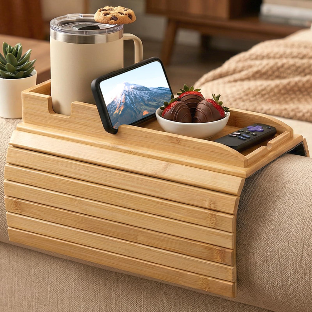 Sleepwyn Foldable Bamboo Sofa Armrest Tray