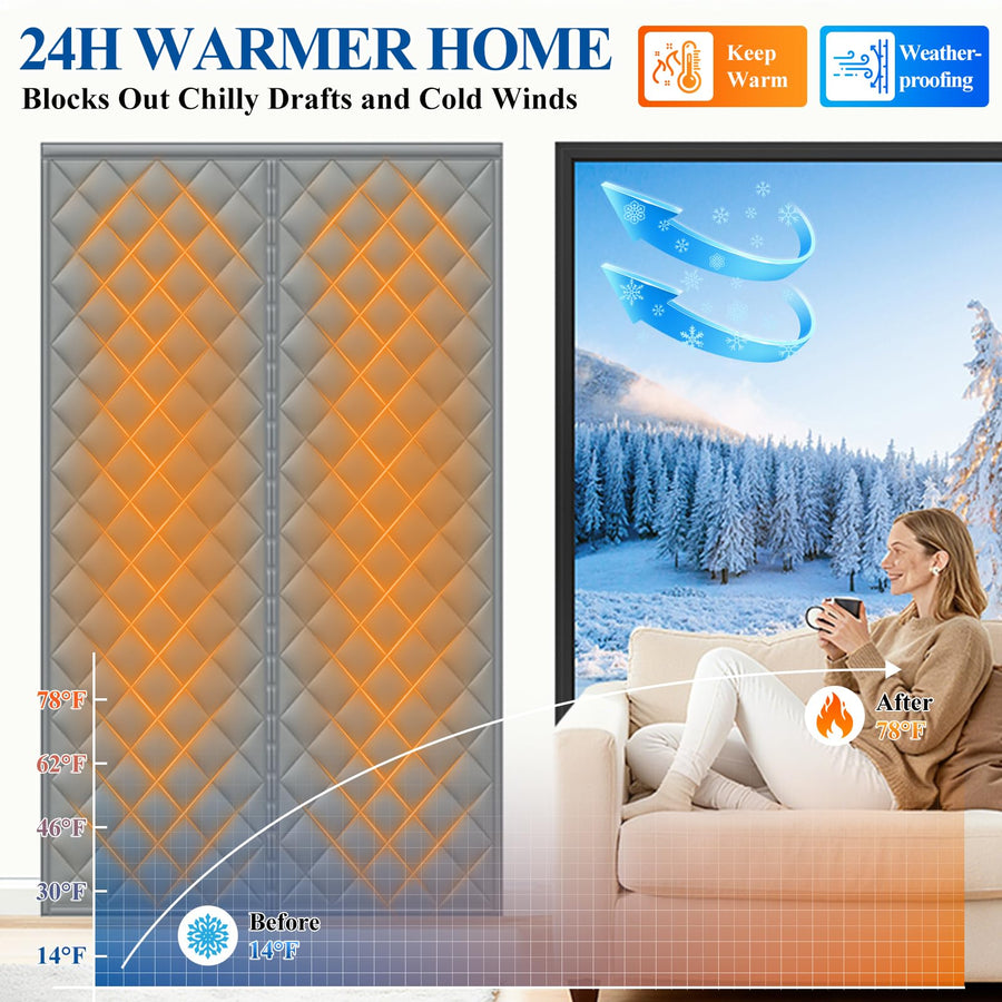 Sleepwyn Waterproof Coldproof Magnetic Cotton Door Curtain