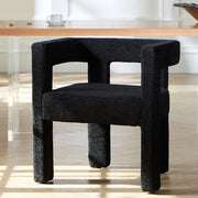 Indoor Square Upholstered Armrest Dining Chair Black