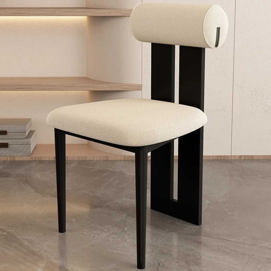 Indoor Upholstered Slatted Back Dining Chair Cream