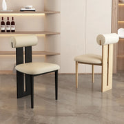 Indoor Upholstered Slatted Back Dining Chair Cream