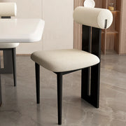 Indoor Upholstered Slatted Back Dining Chair Cream