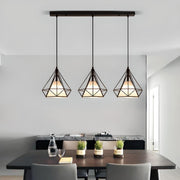 Industrial 3-Light Pyramid Cage Island Pendant Light