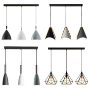 Industrial 3-Light Pyramid Cage Island Pendant Light