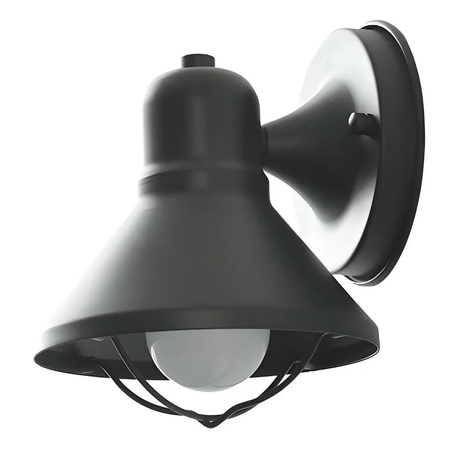Industrial Black Cone Metal Exterior LED Wall Light