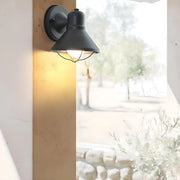 Industrial Black Cone Metal Exterior LED Wall Light