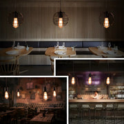 Industrial Black Metal Wire Caged Cord Pendant Light