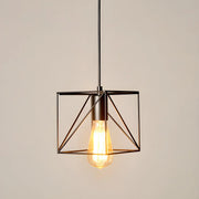 Industrial Black Metal Wire Caged Cord Pendant Light