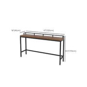 Industrial Brown Rectangular Metal Wood Bar Table With Footrest