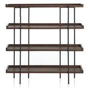 Industrial Brown Wood and Metal Vertical Tiered Bookshelf