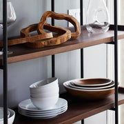 Industrial Brown Wood and Metal Vertical Tiered Bookshelf
