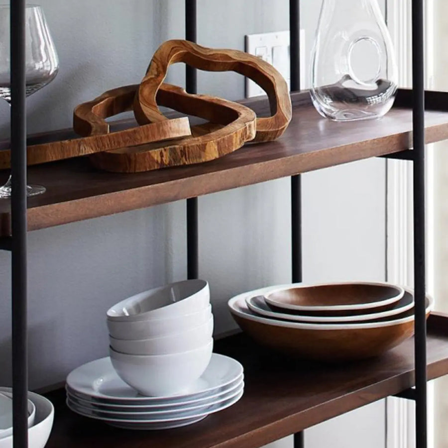 Industrial Brown Wood and Metal Vertical Tiered Bookshelf