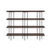 Industrial Brown Wood and Metal Vertical Tiered Bookshelf