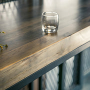 Industrial Brown Wood Long Bar Table With Footrest