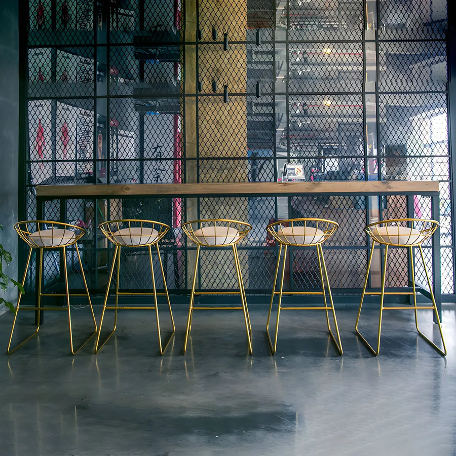 Industrial Brown Wood Long Bar Table With Footrest