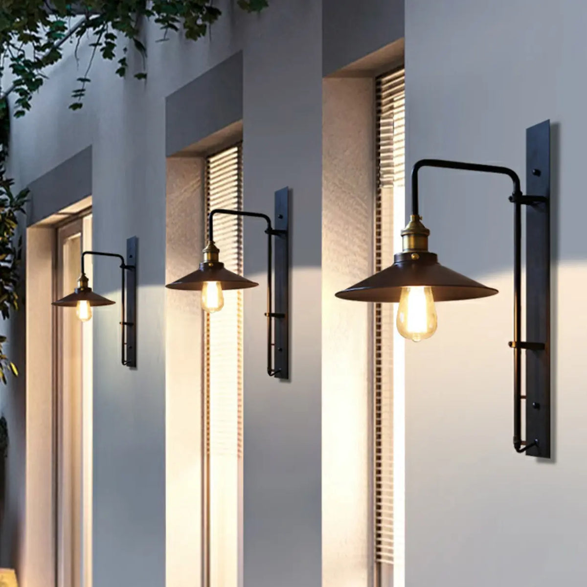 Industrial Cone Iron Exterior Mini Black Wall Sconce