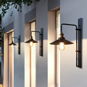 Industrial Cone Iron Exterior Mini Black Wall Sconce