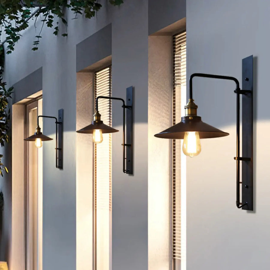 Industrial Cone Iron Exterior Mini Black Wall Sconce