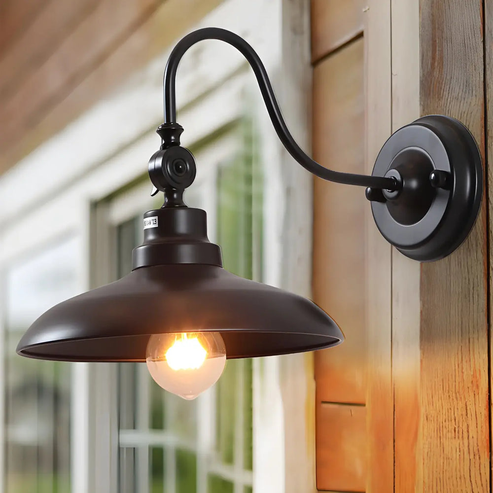 Industrial Cone Iron Outdoor Black Mini Wall Sconce