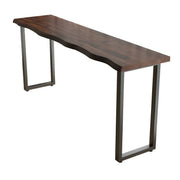 Industrial Dark Brown Solid Wood Live Edge Narrow Bar Table