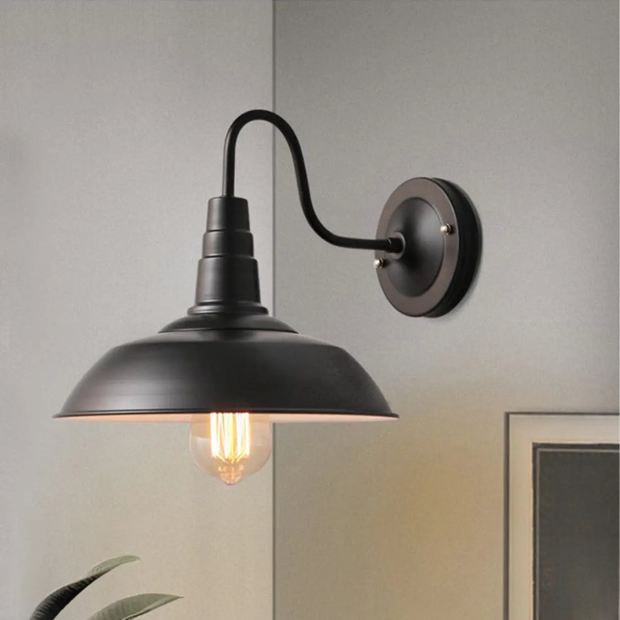 Industrial Gooseneck Black LED Metal Wall Sconce