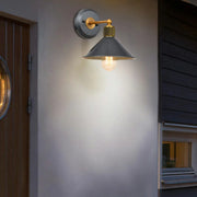 Industrial Gray Cone LED External Metal Wall Sconce