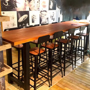 Industrial Metal Back Brown Tall Bar Stool With Footrest