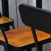 Industrial Metal Back Brown Tall Bar Stool With Footrest