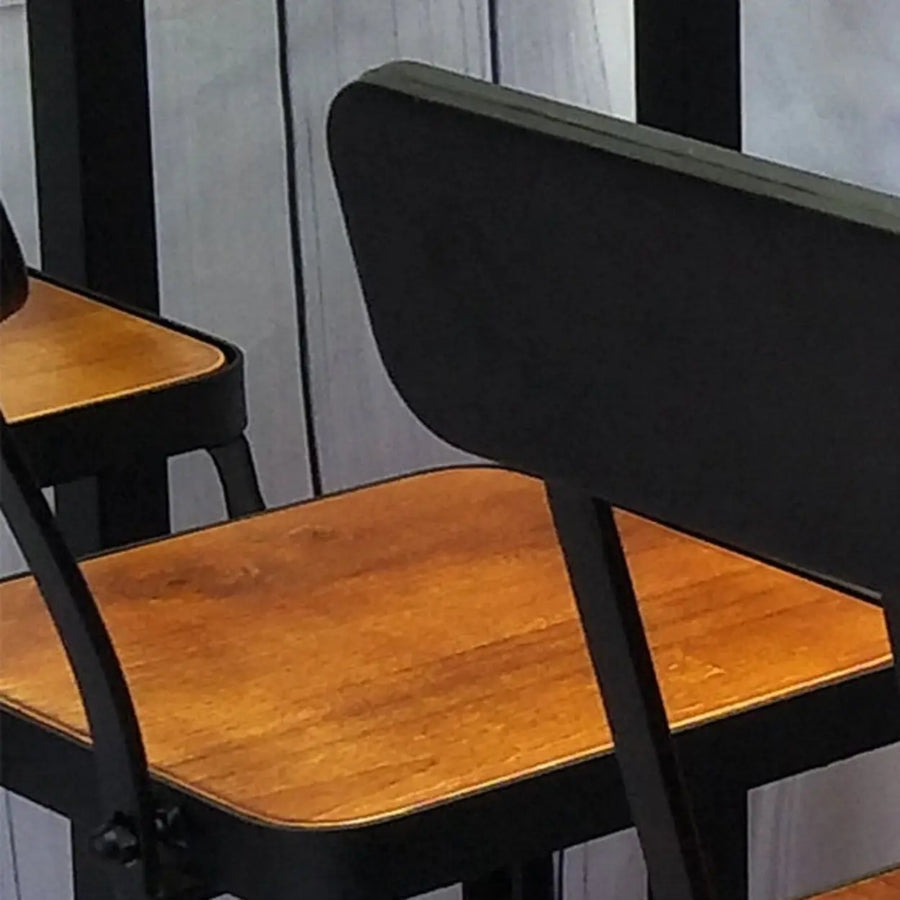 Industrial Metal Back Brown Tall Bar Stool With Footrest