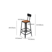 Industrial Metal Back Brown Tall Bar Stool With Footrest