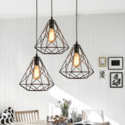 Industrial Mini Black Diamond Caged Pendant Light