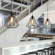 Industrial Mini Black Diamond Caged Pendant Light