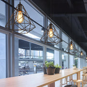 Industrial Mini Black Diamond Caged Pendant Light