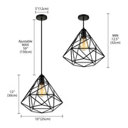 Industrial Mini Black Diamond Caged Pendant Light