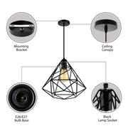 Industrial Mini Black Diamond Caged Pendant Light