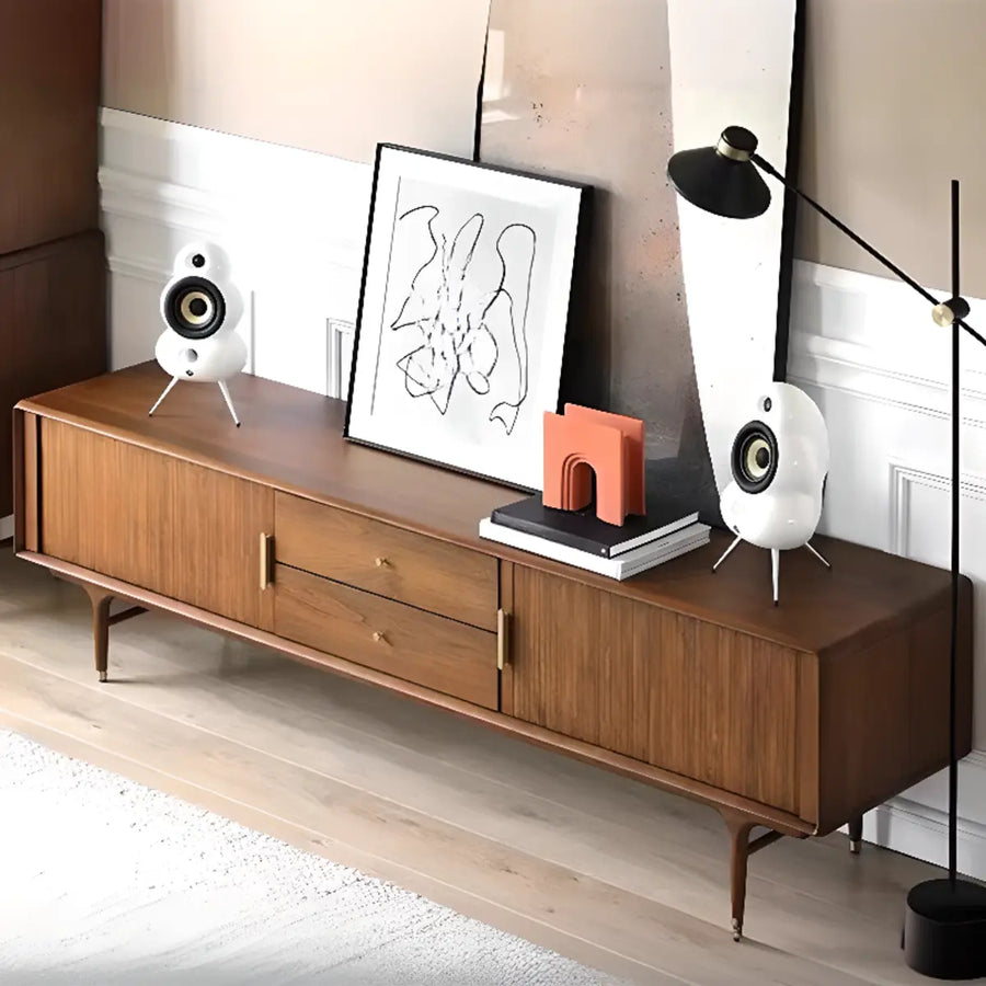 Industrial Oak Wood Enclosed Storage Long TV Stand