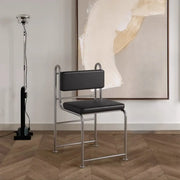Industrial Open Back Faux Leather Upholstered Dining Chair