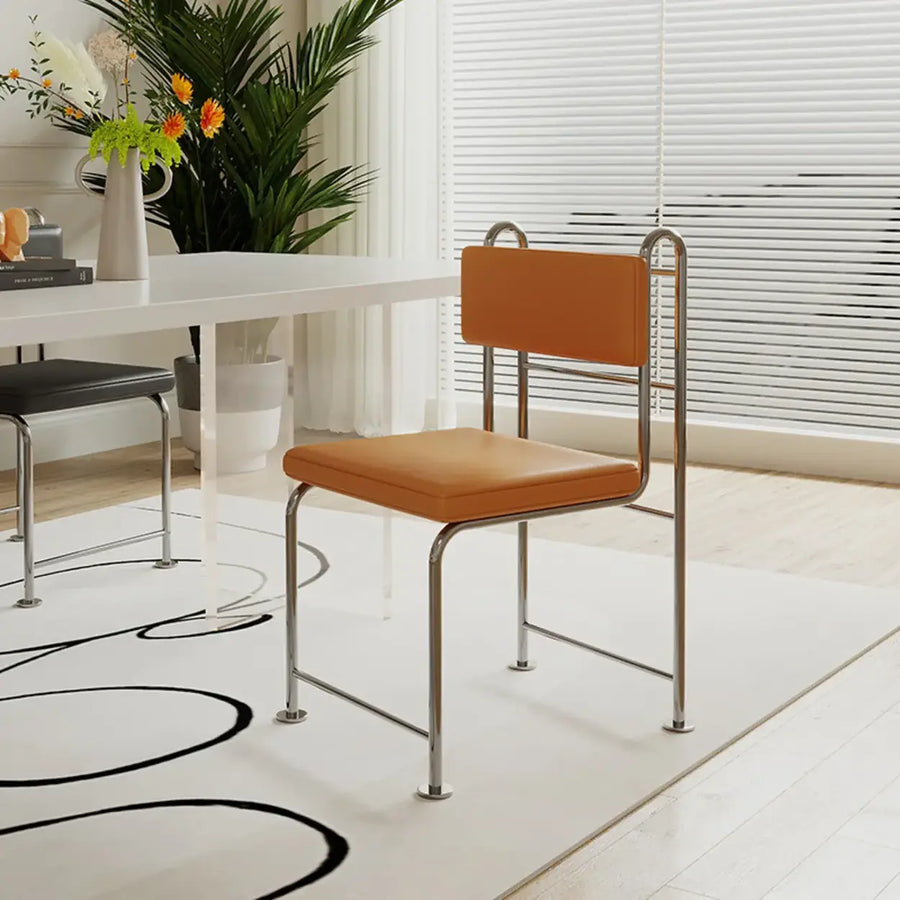 Industrial Open Back Faux Leather Upholstered Dining Chair